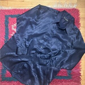 Source Unknown Navy Blue Satin Blouse
